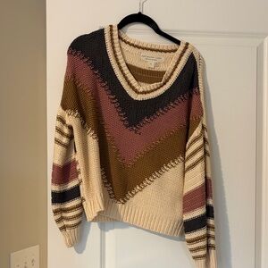 saltwater LUXE Chevron V-Neck Sweater in Cream, Rose, Olive & Charcoal